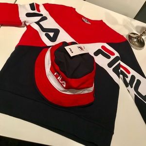 😍❤️Women’s FiLA sweater and bucket hat 😍❤️